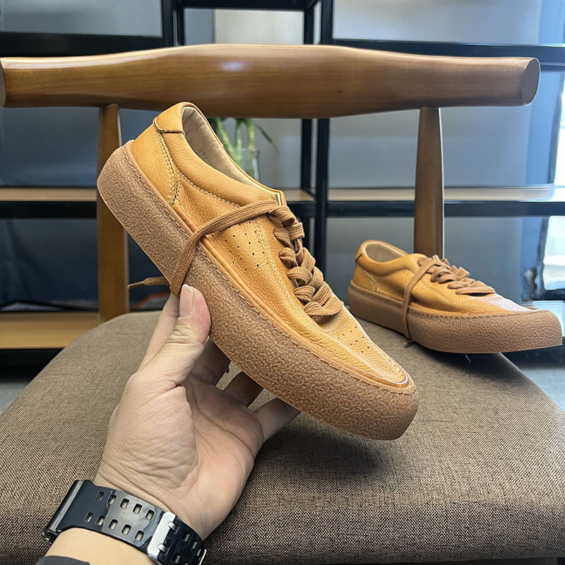 帕达索春夏新款软牛皮透气英伦手工复古风休闲男鞋潮牌板鞋240313