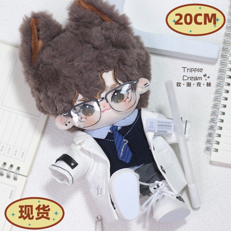 棉花娃娃娃衣20cm衣服原创吹泡克林纯白科学制服眼镜优雅学生职业