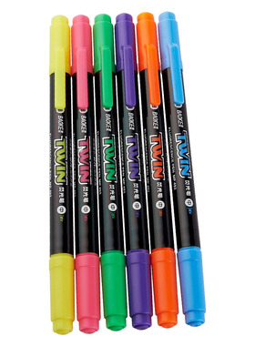 宝克MP492 荧光笔双头 粗+细 6色  办公用品文具用品批发