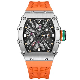 PAGANI DESIGN伯佳尼时尚酒桶型大表盘防水镂空男士石英手表