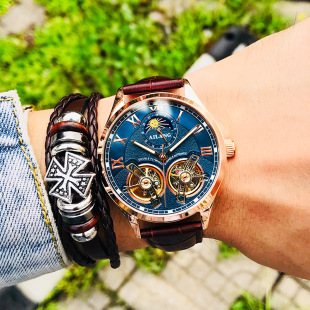 艾浪手表新款 士手表 双飞轮自动机械表外贸直播爆款