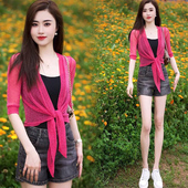 百搭防晒开衫 配吊带 洋气罩衫 薄纱披肩时尚 绑带小外套 小外搭夏季