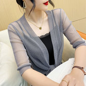 配裙子 洋气小外套防晒空调衫 上衣外搭大码 薄款 宽松开衫 披肩夏季