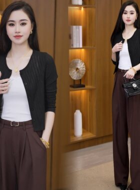 小个子外套针织衫开衫女短款修身上衣早秋纯色毛衣外套吊带裙外搭