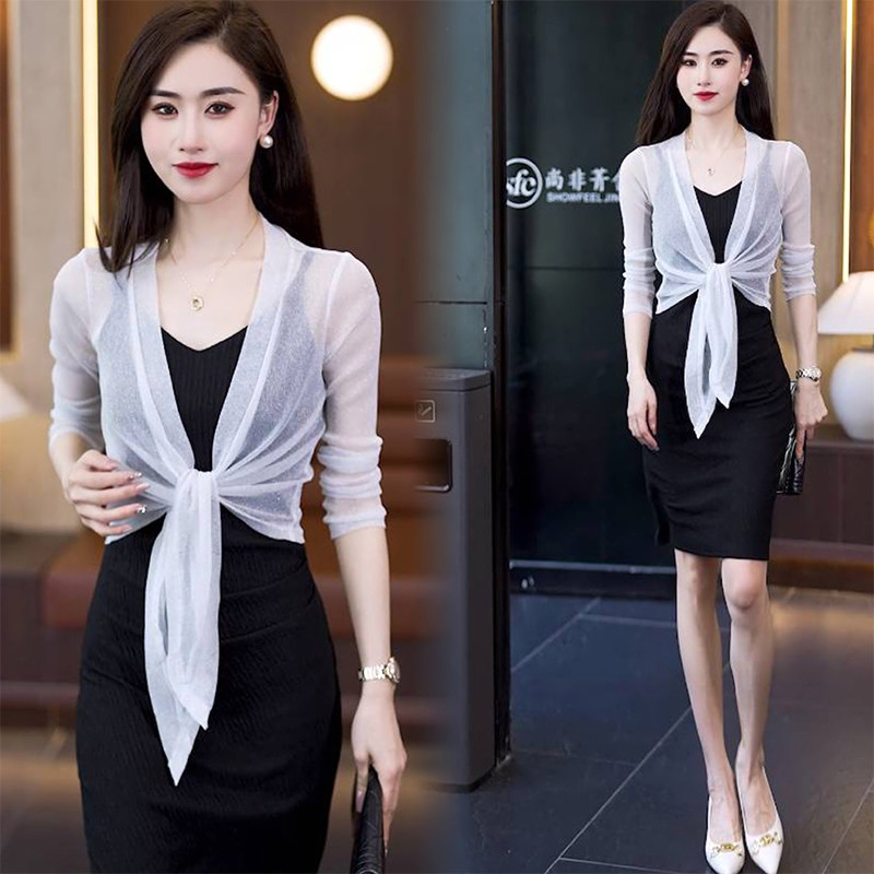 网纱亮丝开衫女薄款披肩吊带裙小外搭罩衫长袖夏季防晒衣薄纱外套,女装/女士精品,蕾丝衫/雪纺衫,淘宝优惠券,粉丝福利购,淘宝优惠卷