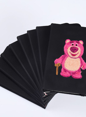 跨境外贸夏季新品草莓熊Lotso动漫周边黑色笔记本男女学生卡