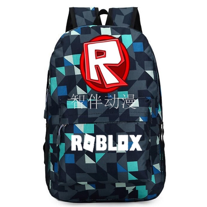 外贸roblox书包格子款双肩包菱形酷炫学生书包休闲包电脑笔记本包