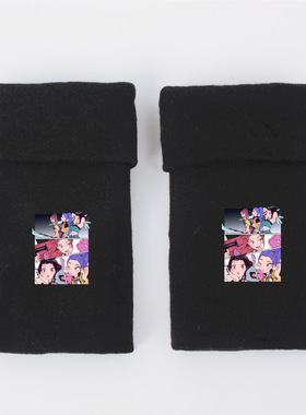 kpop demon hunters猎魔女团黑色半包手套冬季学生写字保暖露指保