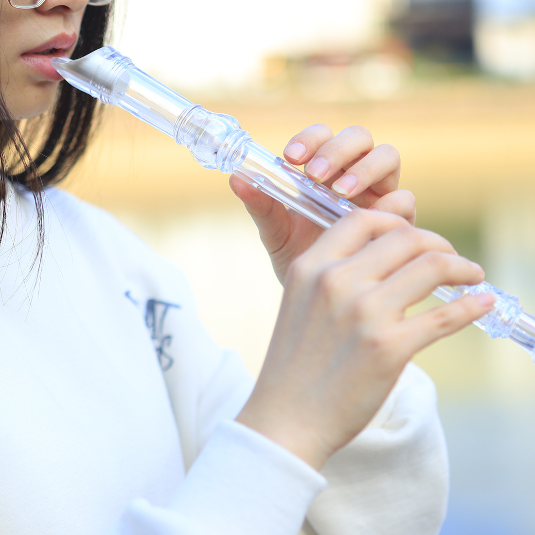 8孔竖笛黑色透明色G调ABS竖笛儿童学生初学课堂吹奏乐器八孔竖笛