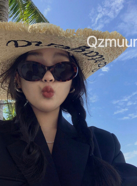 Qzmuun真滴好显白！露露同款复古高品质板材复古圆形时尚太阳镜