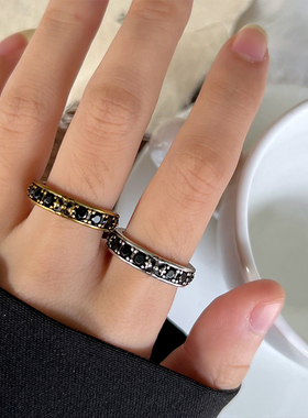 925银锆石十字架复古个性戒指