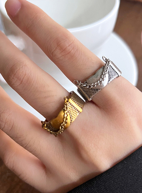 不掉色爱心链条开口戒指