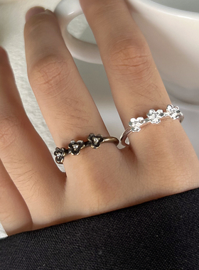 925银三朵小花小众设计感戒指