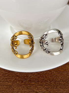 嘻哈跨境爆款十字架古金戒指