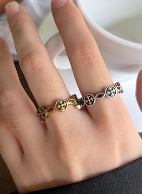 十字架个性镶钻925银戒指