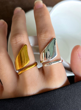 S925纯银不规则开口小众戒指