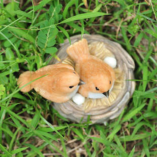 户外庭院摆件树上动物装饰品幼儿花园阳台布置造景仿真小鸟窝可爱