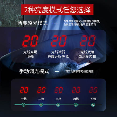 虹泰2025年新款数字时钟数码电子钟万年历挂钟温度客厅装饰钟表CB
