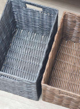 浴室家用防水收纳筐杂物篮卫生间收纳篮仿藤编脏衣篮衣柜pvc书筐