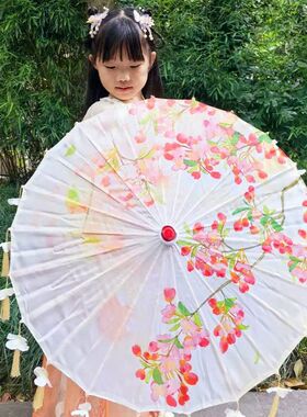 小号花瓣流苏儿童伞汉服舞蹈演出道具装饰摄影伞旗袍走秀油纸伞