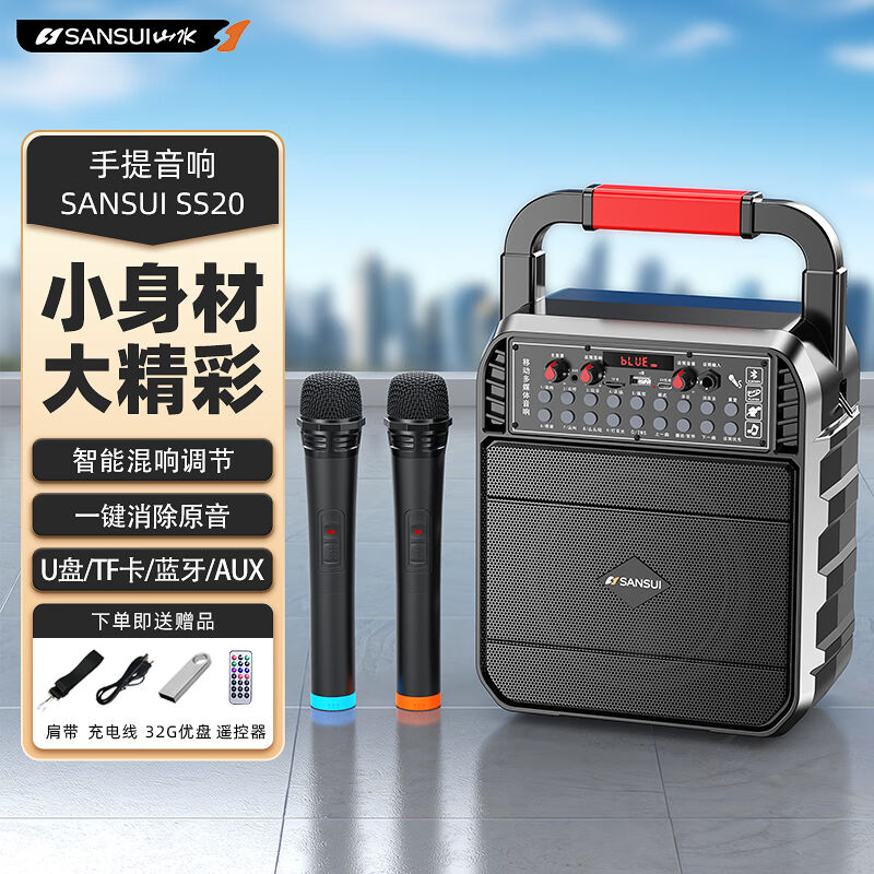 山水（SANSUI）SS20无线蓝牙手提音响家用户外广场舞K歌音箱便携