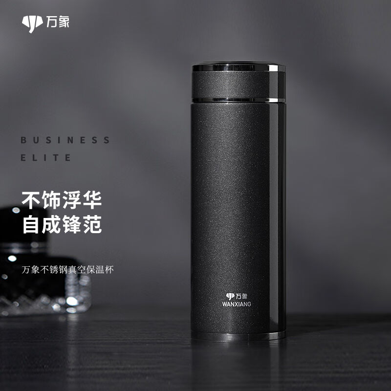 万象（WANXIANG）保温杯H87L驼灰色商务办公泡茶杯500ML316内胆办