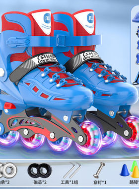 斯威（SWAY）轮滑鞋儿童溜冰鞋男女童全套装可调滑轮旱冰鞋大童初