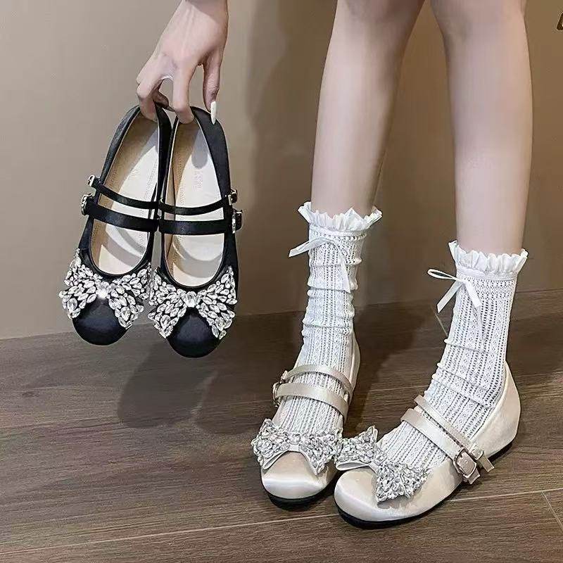 水钻蝴蝶结玛丽珍单鞋女2026新款春秋法式仙女晚晚平底鞋大码鞋女,女鞋,玛丽珍鞋,淘宝优惠券,粉丝福利购,淘宝优惠卷