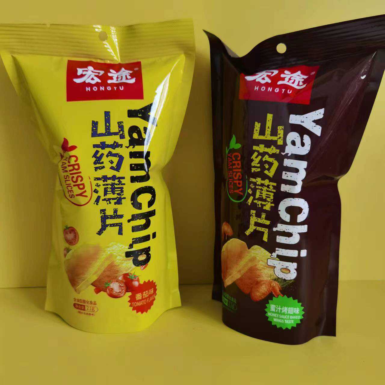 休闲零食很忙宏途山药薄片21g番茄蜜味薯片蜜汁烤翅味满39元包邮