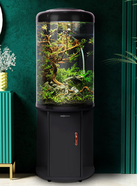 闽江鱼缸客厅半圆柱小型免换水新款圆形金鱼缸家用落地造景全套