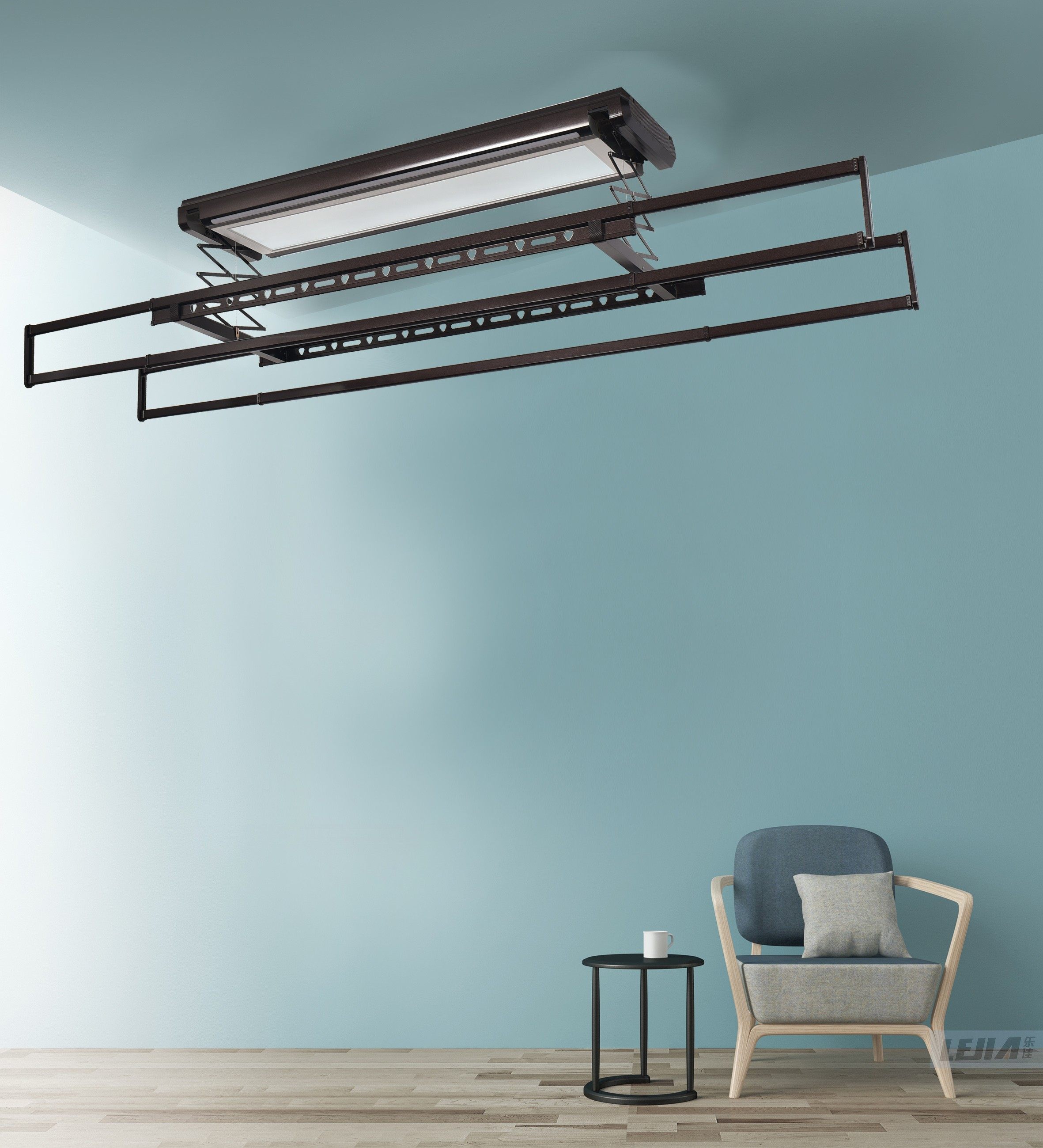 乐佳电动晾衣架遥控升降超薄晒衣架隐藏嵌入式智能晾衣架家用电动