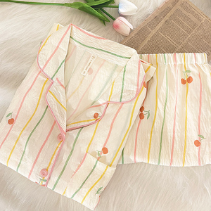 月子服带胸垫春秋纯棉夏季薄款产后产妇喂奶哺乳期孕妇睡衣9月份
