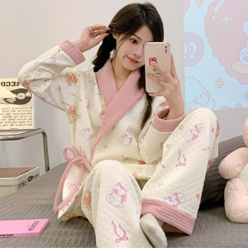 孕妇秋冬加厚纯棉空气棉月子服