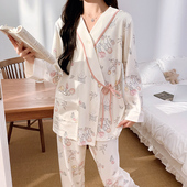 带胸垫纯棉月子服产后产妇孕妇哺乳睡衣秋冬喂奶套装 春秋季 新中式