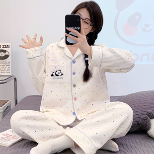 秋冬季保暖纯棉空气棉月子服喂奶孕妇哺乳睡衣产妇长袖加厚可外穿