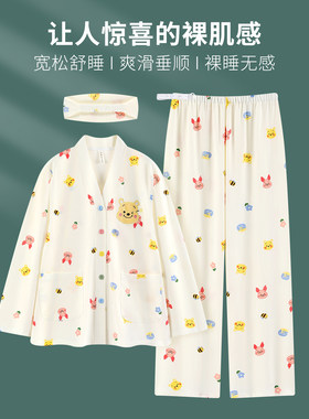 带头巾带胸垫三件套纯棉月子服