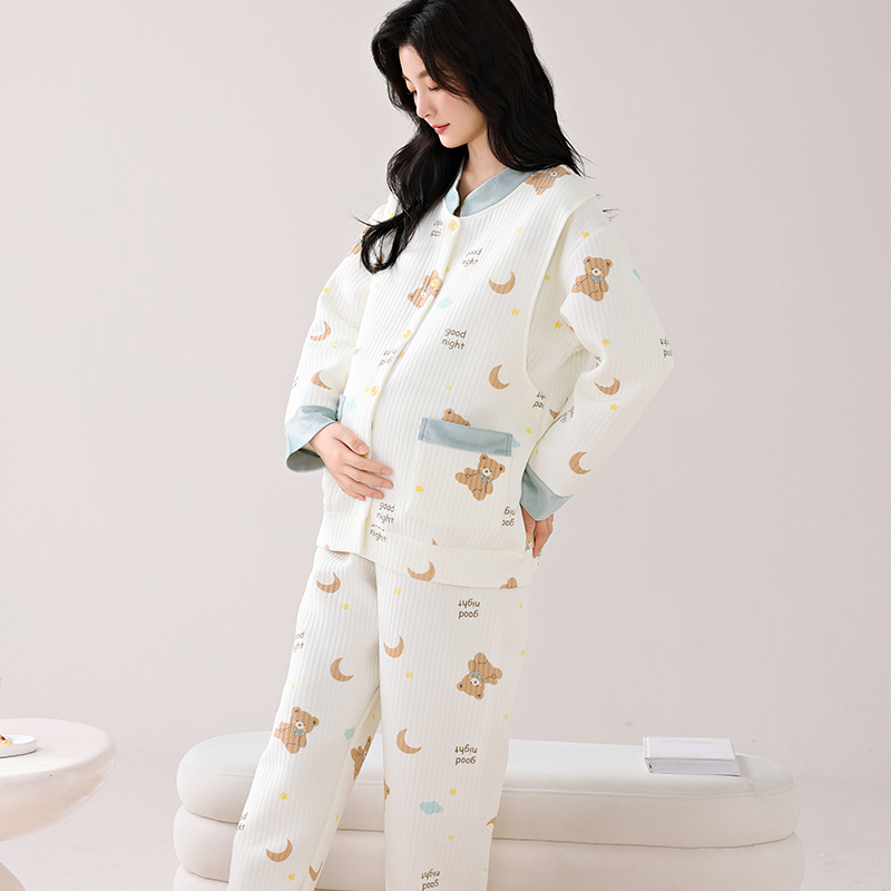 无荧光纯棉月子服春秋