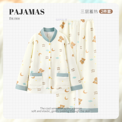 秋冬加厚纯棉空气棉月子服