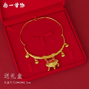纯铜镀金宝塔宝宝项圈如意岁岁平安满月周岁送礼吊坠璎珞项圈