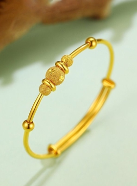 新款金色宝宝满月手环百天儿童镯子金色珠子独特小众精致周岁手环