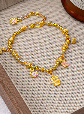 新款沙金小胖福小葫芦盘缠手链男女款轻奢复古百搭手蹦迪手串批发