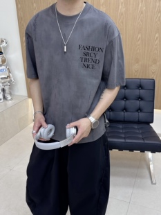 新款 短袖 T恤男国潮印花圆领美式 潮流夏季 休闲半袖