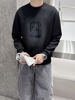 2025冬季新款男士休闲加绒卫衣时尚百搭休闲潮牌宽松上衣