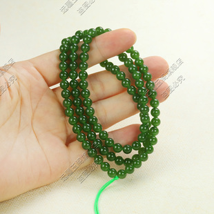 天然和田玉碧玉菠菜绿6mm挂链项链妈妈链送女友珠串锁骨链百搭