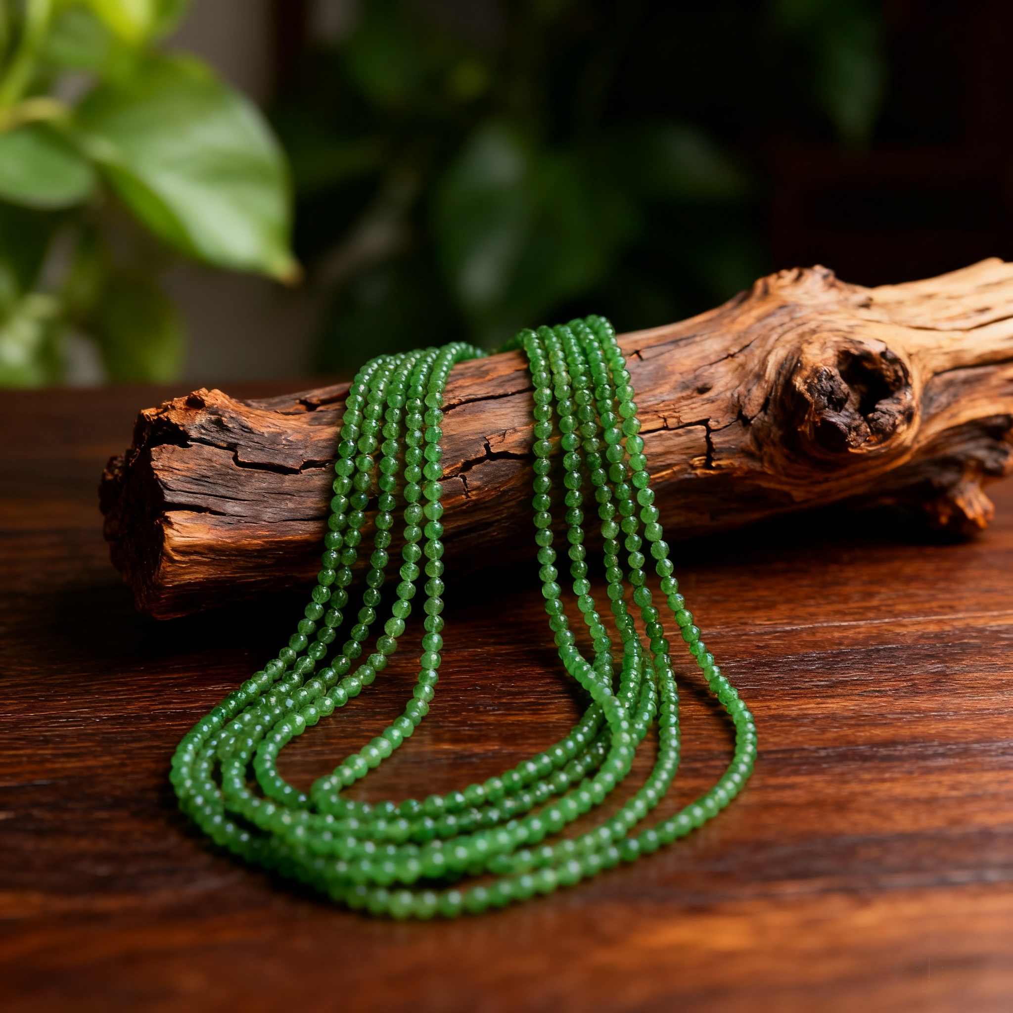 精品新疆和田玉碧玉项链3mm小圆珠吊坠链子菠菜绿无黑点链子挂链