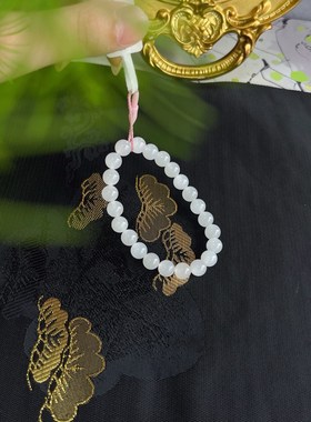 天然和田玉8mm白冰手串白玉手串手链女款玉石玉珠手串送女友礼物