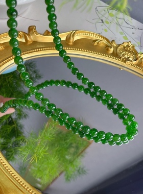 天然和田玉8mm碧玉项链女款阳绿颈链吊坠玉石手链手串珠子锁骨链