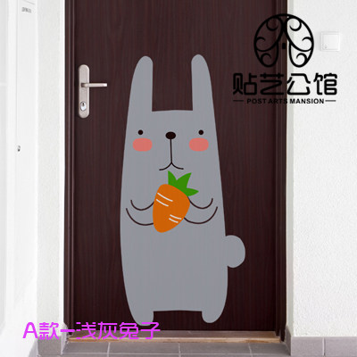 韩式墙贴纸童房幼儿园教育门房背景墙面装饰 s-012 小兔子身高贴