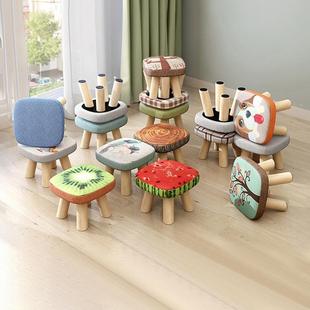 小凳子家用小型矮凳实木圆凳蘑菇凳可爱儿童板凳软坐凳创意换鞋 凳