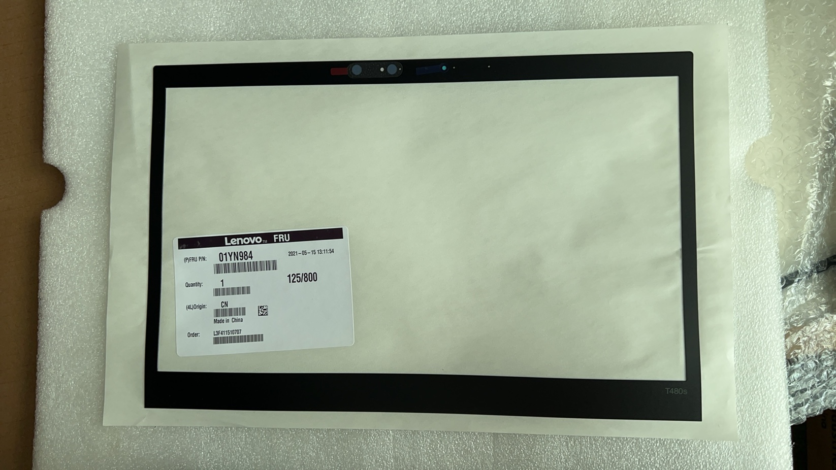 Thinkpad T480S B壳贴 边框型号贴 IR红外孔人脸识别孔 01YN984